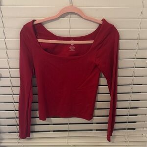 Aura Deep Red Long Sleeve Top